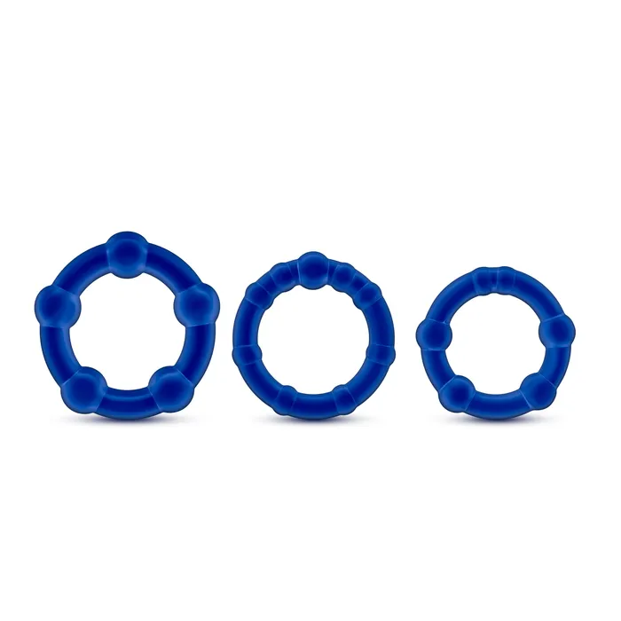Blush Dildos Stay Hard Beaded Cock Rings 3 Pack Blue