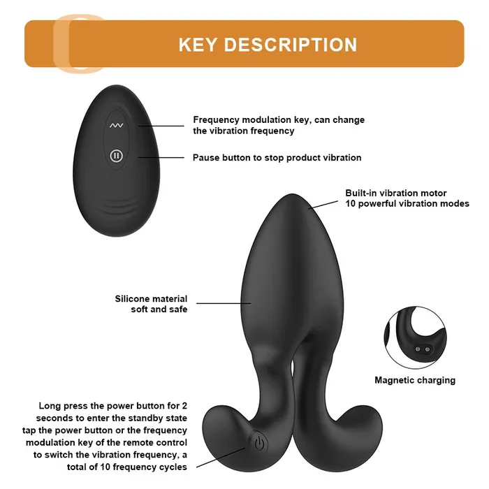Lovetoyshub Male Sex Toys | 10 Vibrating Modes Wearable Small Silicone Anal Plug