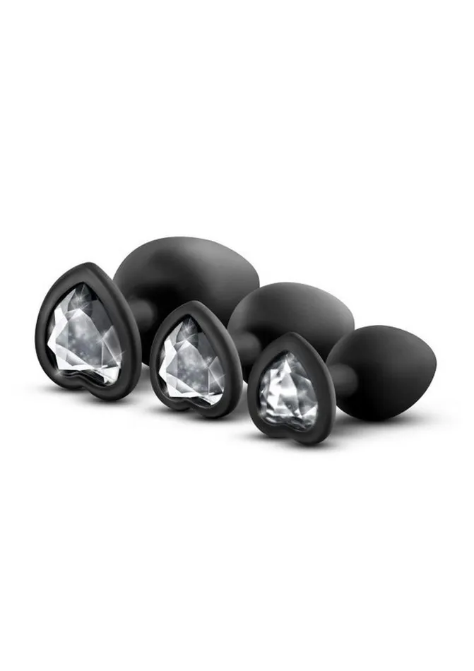 Anal Luxe Luxe Bling Butt Plugs Silicone Training Kit with White Gems 3 Size Kit