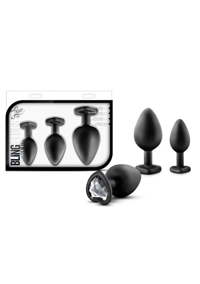 Anal Luxe Luxe Bling Butt Plugs Silicone Training Kit with White Gems 3 Size Kit Anal Luxe Luxe Bling Butt Plugs Silicone Training Kit with White Gems 3 Size Kit