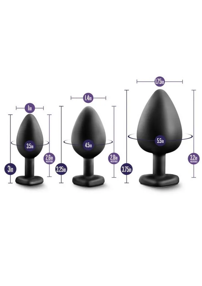 Anal Luxe Luxe Bling Butt Plugs Silicone Training Kit with White Gems 3 Size Kit Anal Luxe Luxe Bling Butt Plugs Silicone Training Kit with White Gems 3 Size Kit