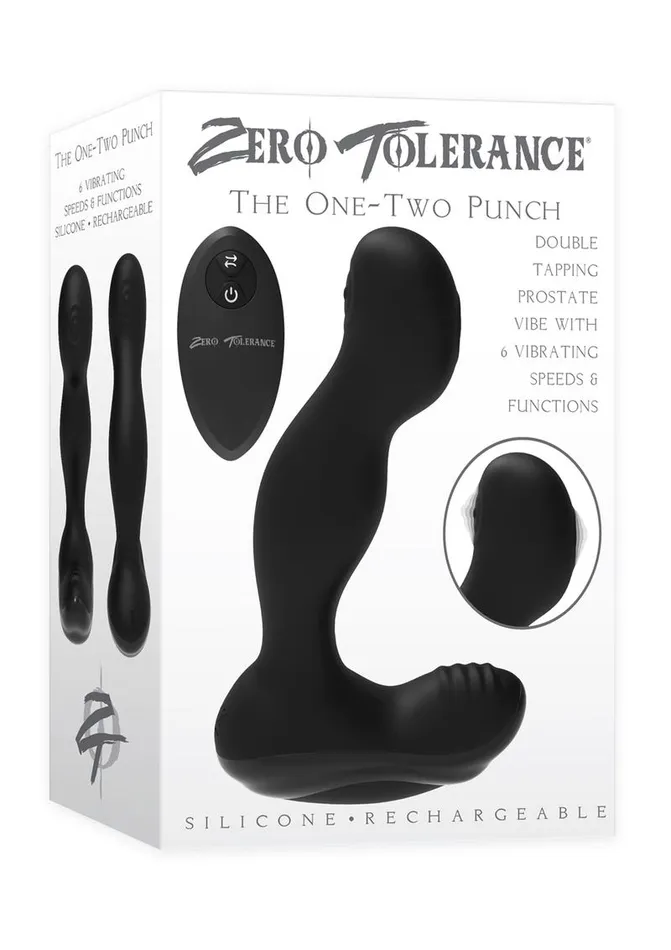 Zero Tolerance The OneTwo Punch Silicone Rechargeable Prostate Massager with Remote Control Zero Tolerance Male Sex Toys