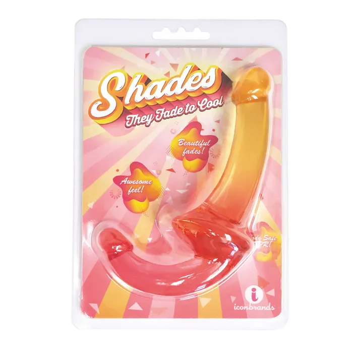 Dildos Icon Brands Shades 95 Inch Strapless Double Dong Pink to Orange