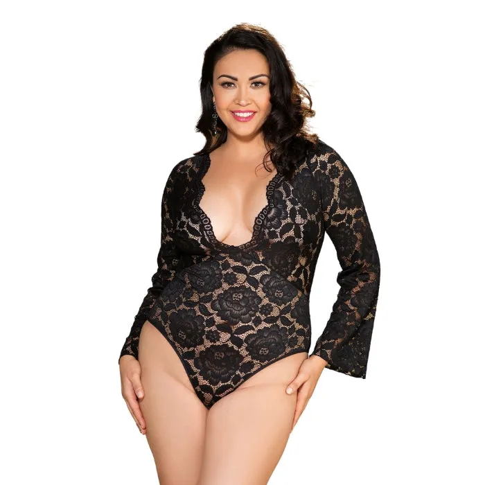 Queen Stretch Lace Teddy Black Shirley of Hollywood Anal