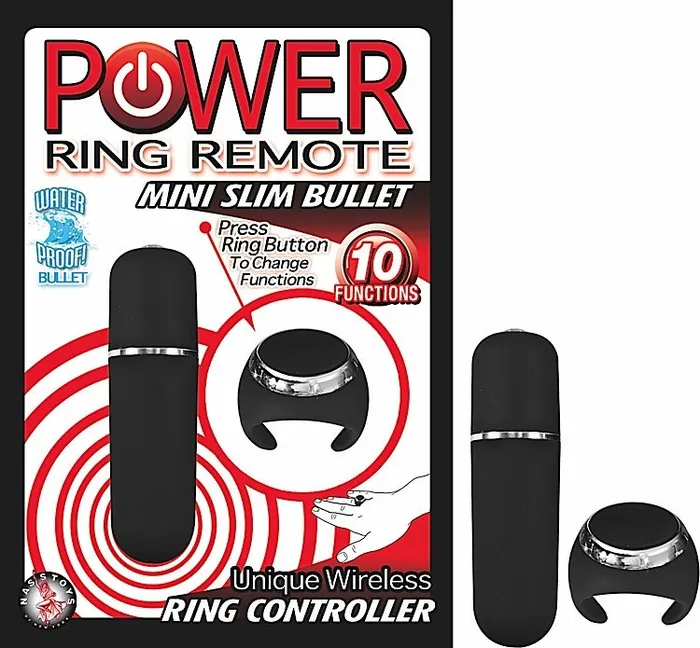 Anal Nasstoys Power Ring Remote Mini Slim Bullet Black