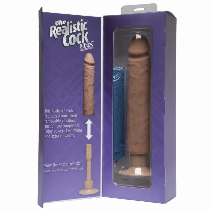 Realistic Cock 10 Vibrator Brown Doc Johnson Novelties Female Sex Toys