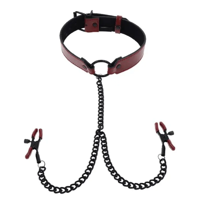 Sportsheets Female Sex Toys Saffron Collar With Nipple Clamps