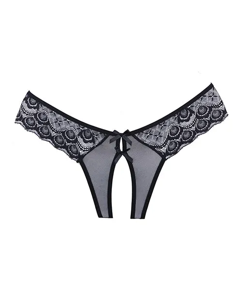 Adore Foreplay Lace Mesh Front Open Panty Black Os Allure Lingerie Anal