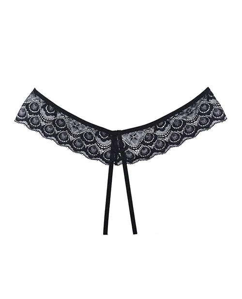 Adore Foreplay Lace Mesh Front Open Panty Black Os Allure Lingerie Anal