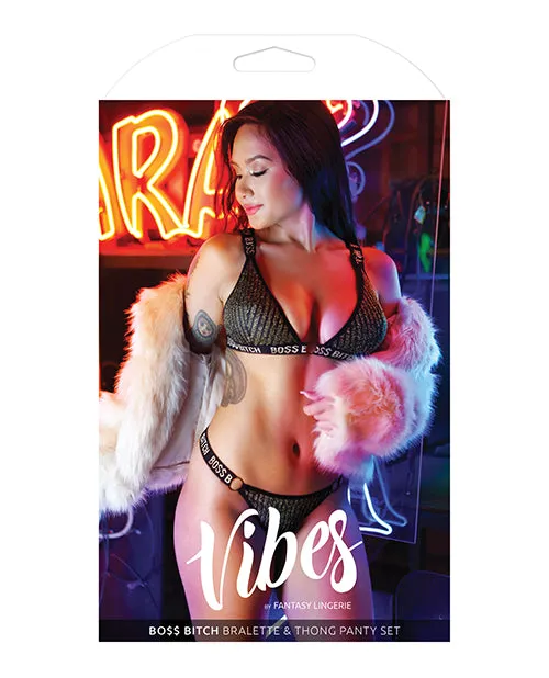 Vibes Bo Bitch Bralette Panty W Gold Rings Fantasy Lingerie Vibrators
