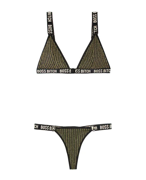 Vibes Bo Bitch Bralette Panty W Gold Rings Fantasy Lingerie Vibrators