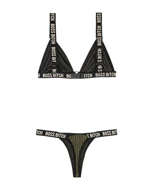 Vibes Bo Bitch Bralette Panty W Gold Rings Fantasy Lingerie Vibrators