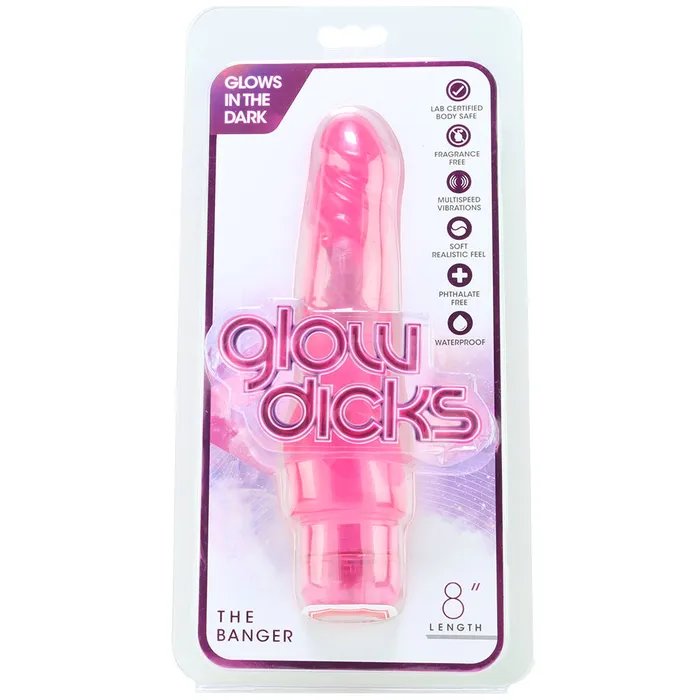 Anal Blush Glow Dicks 8 Inch The Banger Vibe in Pink Anal Blush Glow Dicks 8 Inch The Banger Vibe in Pink