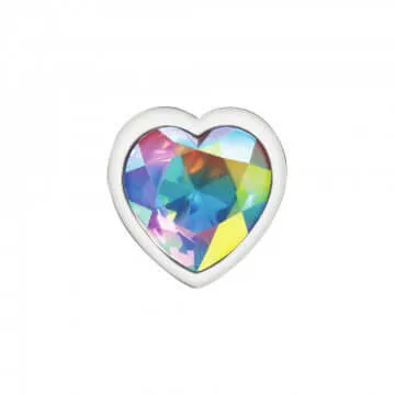 Anal Viben Cheeky Charms Heart Clear Iridescent Large Silver Butt Plug