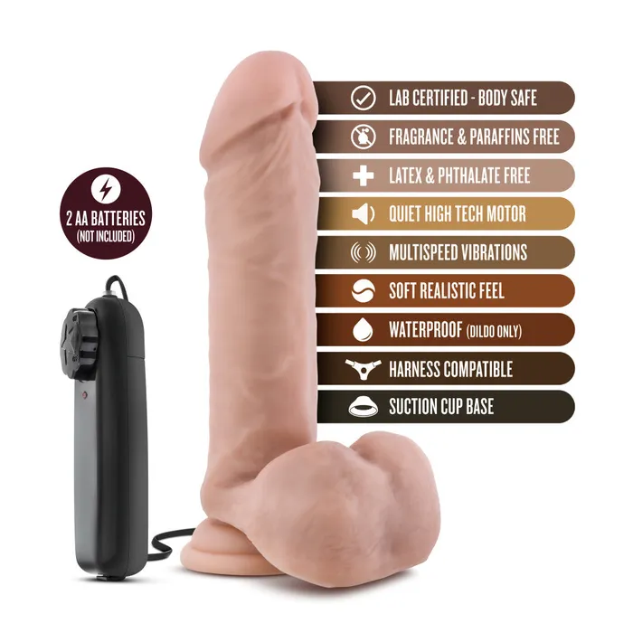 Blush Coverboy By Blush The Goalie Realistic Vanilla 8Inch Long Remote Control Vibrating Dildo With Suction Cup Base Anal