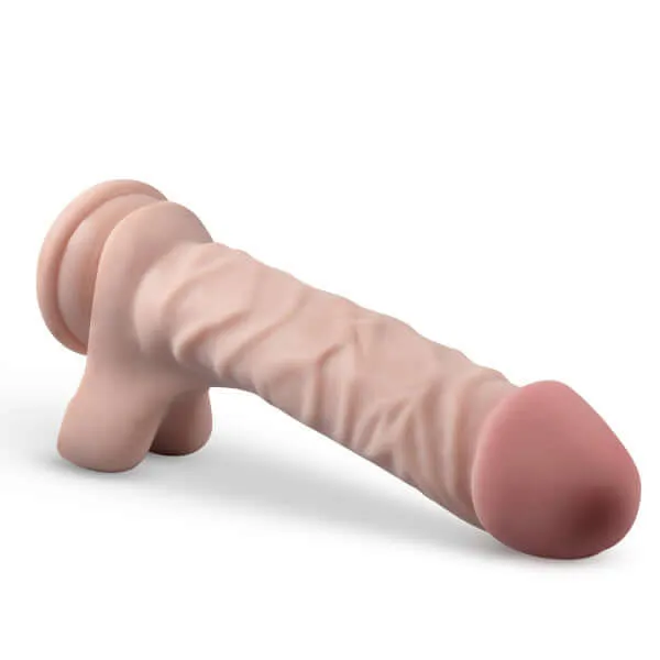 Blush Novelties Dildos Realistic Dr Skin Plus 9Inch Posable Dildo with Balls in Vanilla Light Skin Tone Blush Novelties