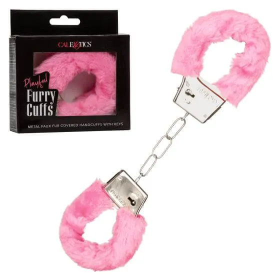 California Exotic Novelties Couples Playful Furry Cuffs Pink Metal Handcuffs with Faux Fur 2 Keys BuiltIn Release Button California Exotic Novelties Couples Playful Furry Cuffs Pink Metal Handcuffs with Faux Fur 2 Keys BuiltIn Release Button
