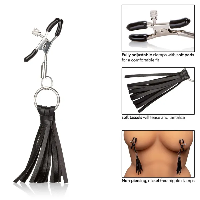 California Exotic Novelties Nipple Play Playful Tassels Nipple Clamps Black by Cal Exotics A Pinch of Pleasure Couples