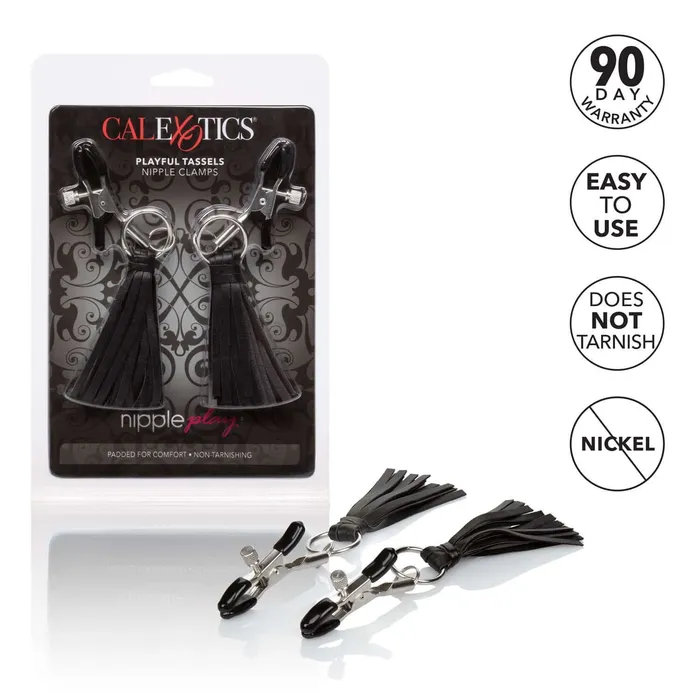 California Exotic Novelties Nipple Play Playful Tassels Nipple Clamps Black by Cal Exotics A Pinch of Pleasure Couples