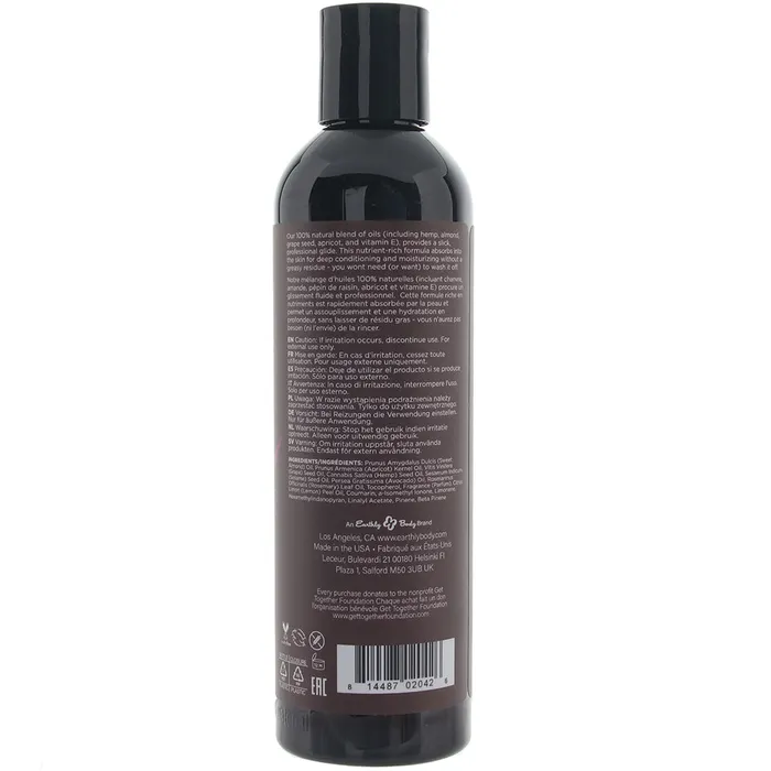 Couples Earthly Body Hemp Seed Massage Oil 8oz236ml in Skinny Dip