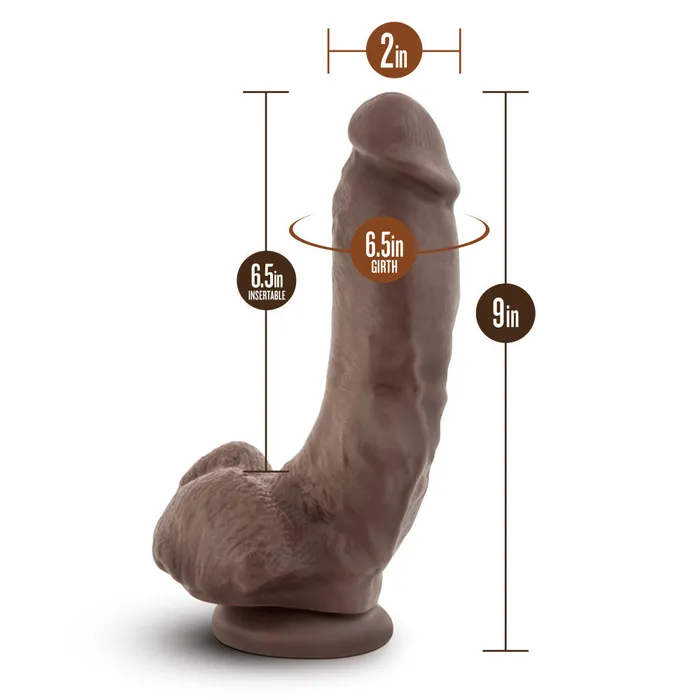 Dr Skin By Blush Mr Mayor Realistic Curved Chocolate 9Inch Long Dildo With Balls Suction Cup Base Blush Dildos