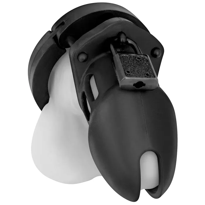 Electric Eel Anal Blue Line Silicone Chastity Cage in Black