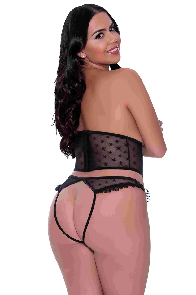 Love Star Bustier and Panty Set Black 2XL from Magic Silk Lingerie Magic Silk Lingerie Anal