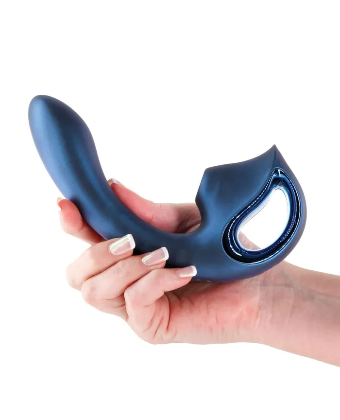 NS Novelties Vibrators Seduction Kaia Metallic Blue Posable Air Pulse GSpot Vibrator