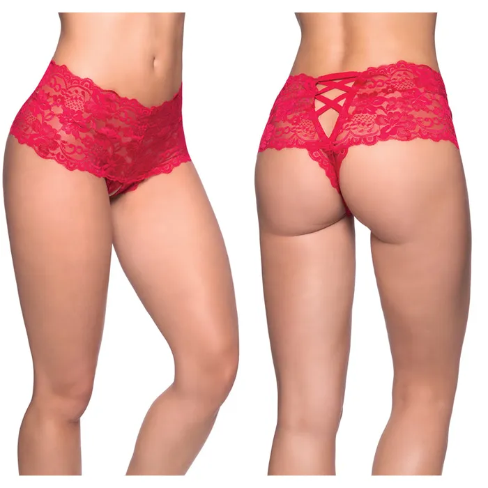 OH LA LA CHERI Vibrators Goodnight Kiss Lace Crotchless BoyshortRed LXLHanging OH LA LA CHERI Vibrators Goodnight Kiss Lace Crotchless BoyshortRed LXLHanging