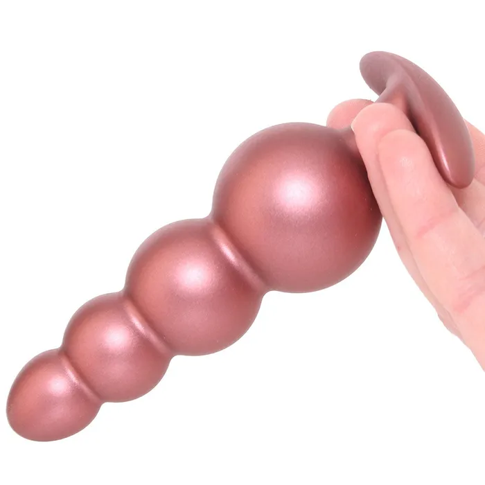 Ouch Smooth Silicone Beaded Butt Plug in Rose Gold Ouch Anal
