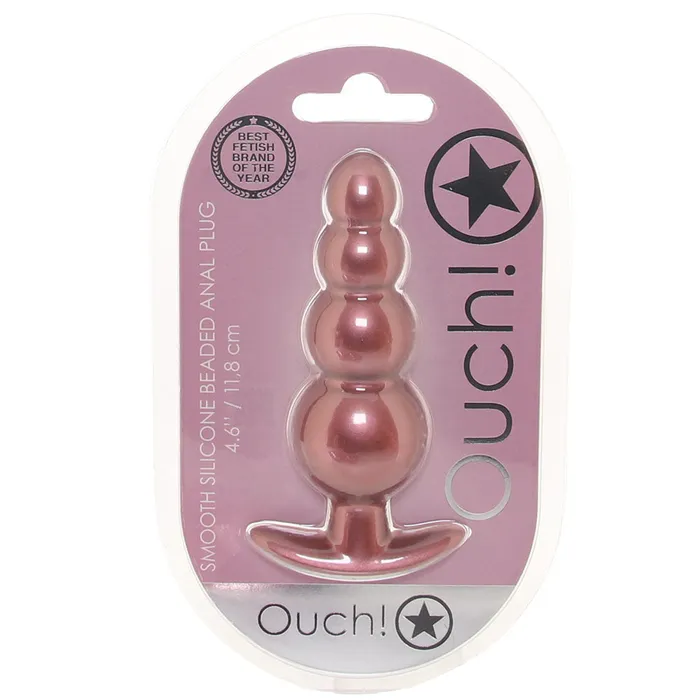 Ouch Smooth Silicone Beaded Butt Plug in Rose Gold Ouch Anal