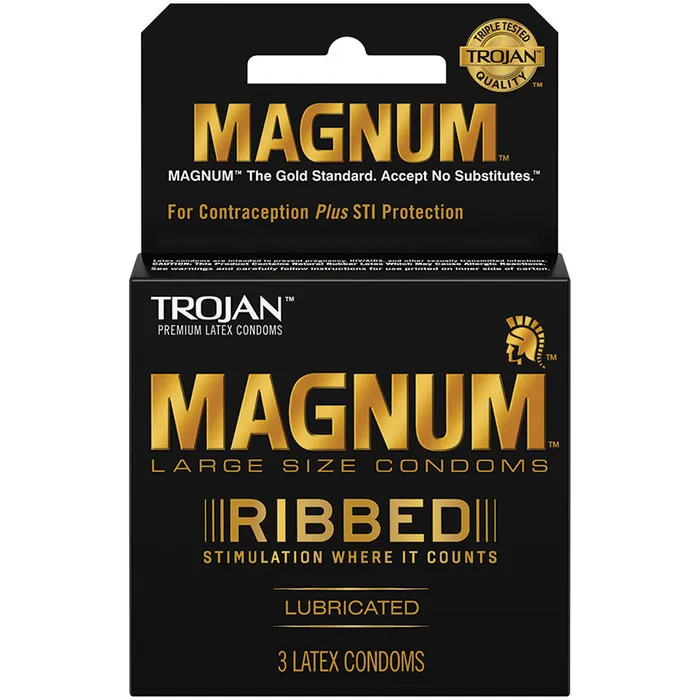 PARADISE MARKETING Male Sex Toys Trojan Magnum Ribbed 3 Pack