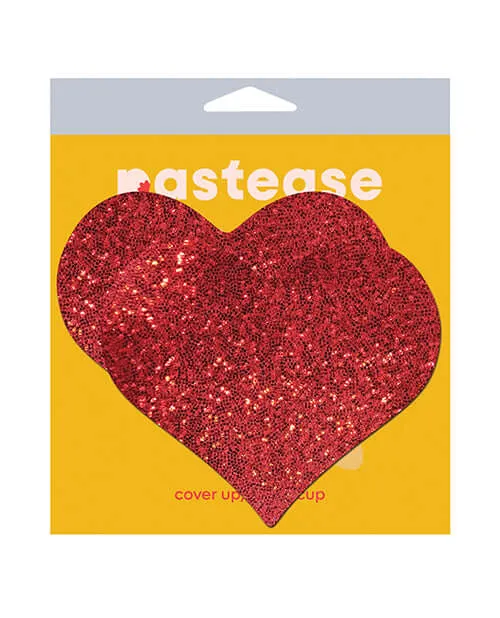Pastease Vibrators Heart Glitter Red Fuller Coverage Pasties Maximum Support and Style by Pastease