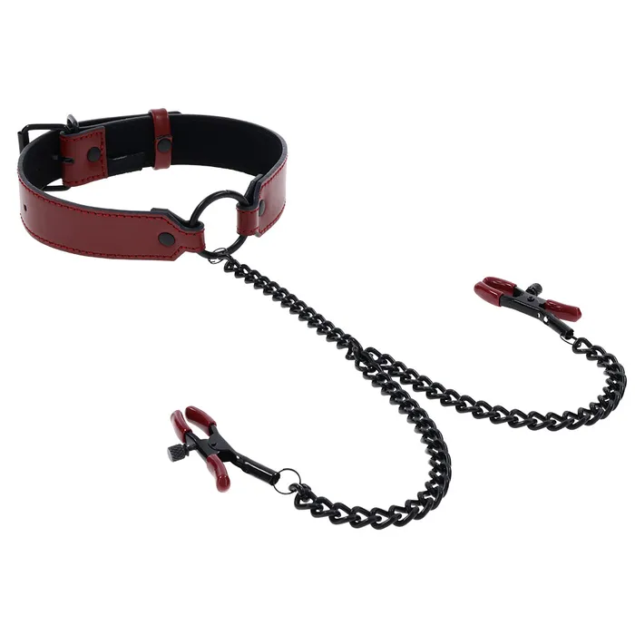 Sportsheets Female Sex Toys Saffron Collar with Nipple Clamps