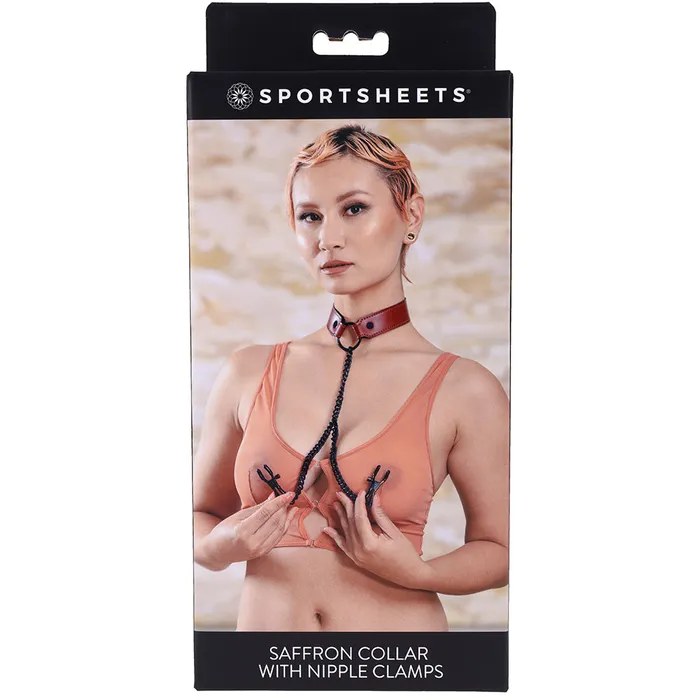 Sportsheets Female Sex Toys Saffron Collar with Nipple Clamps