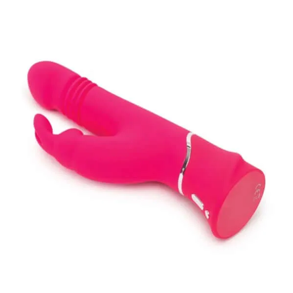 Vibrators Love Honey Happy Rabbit Thrusting Realistic 15function Rechargeable Silicone Vibrator Pink