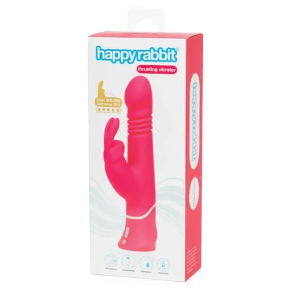 Vibrators Love Honey Happy Rabbit Thrusting Realistic 15function Rechargeable Silicone Vibrator Pink
