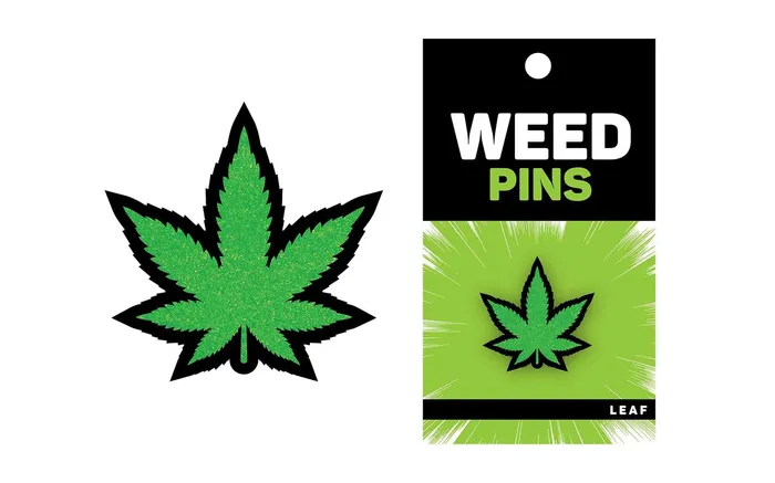 Wood Rocket Vibrators Green Glitter Leaf Pin