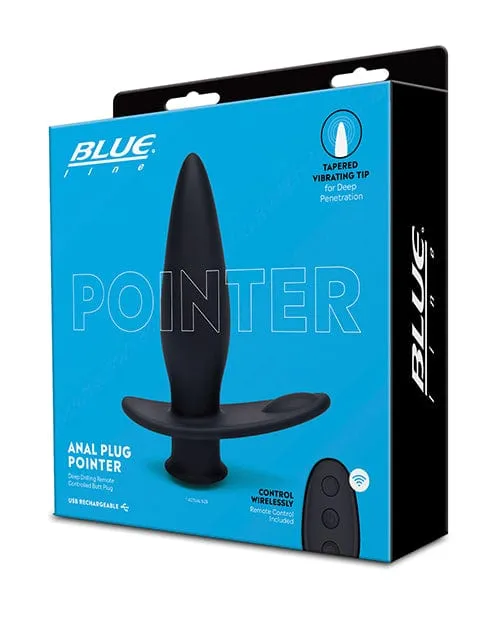 Blue Line Anal Blue Line Vibrating Anal Plug Pointer with remote Black
