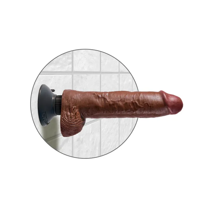 Dildos Pipedream King Cock 10Inch Vibrating Cock With Balls Brown Dildos Pipedream King Cock 10Inch Vibrating Cock With Balls Brown