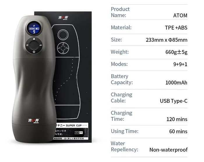 DRY WELL Electric Suction Vibration ATOM Masturbator Drywell Male Sex Toys
