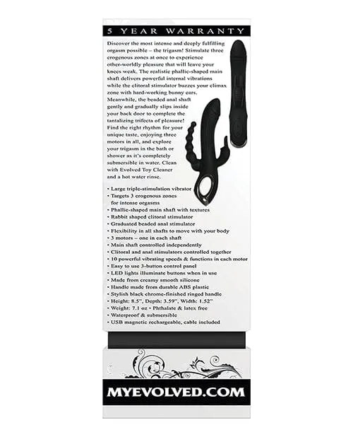 Evolved Trifecta Triple Stim Rechargeable Black Evolved Novelties Vibrators Evolved Trifecta Triple Stim Rechargeable Black Evolved Novelties Vibrators