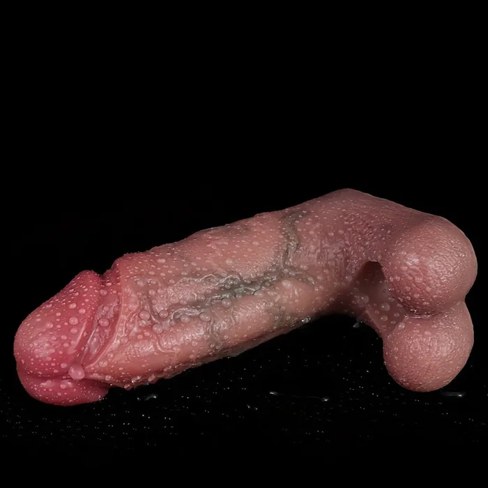 FRRK Male Sex Toys S8100 Silicone Realistic Hollow Dildo Penis Sleeve With Penis Ring