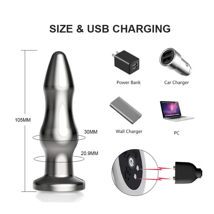Male Sex Toys honeysx Metal Vibrating Anal Plug with Remote Control Magnetic Rechargeable