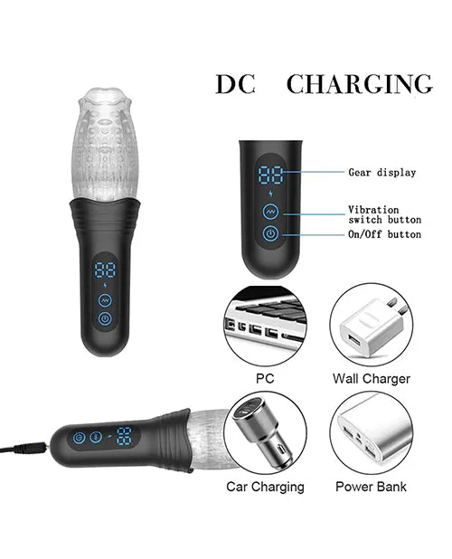 Male Sex Toys The Male Rose Pro Thrusting Rotating Vibrating 3D Masturbator Black The Male Rose