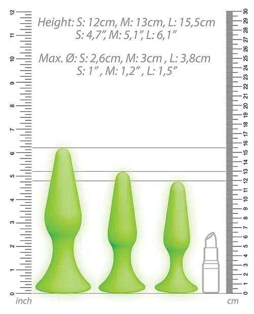 Shots America Anal Shots Ouch Butt Plug Set Glow In The Dark