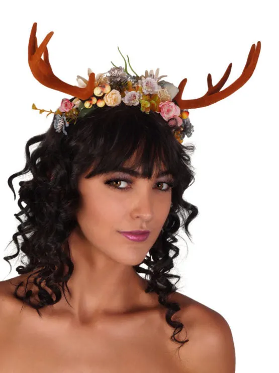 Western Fashion Vibrators Forest Wanderer Flower Crown Headpiece w Antlers