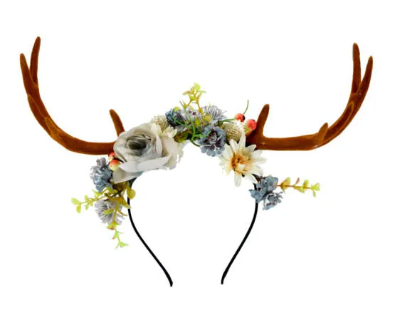 Western Fashion Vibrators Forest Wanderer Flower Crown Headpiece w Antlers