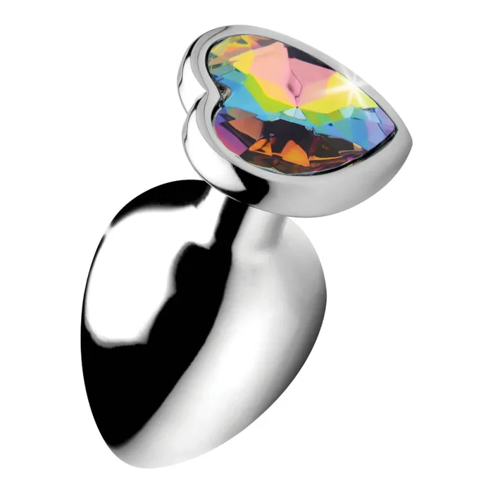 XR Brands Booty Sparks Anal Rainbow Prism Heart Anal Plug Large