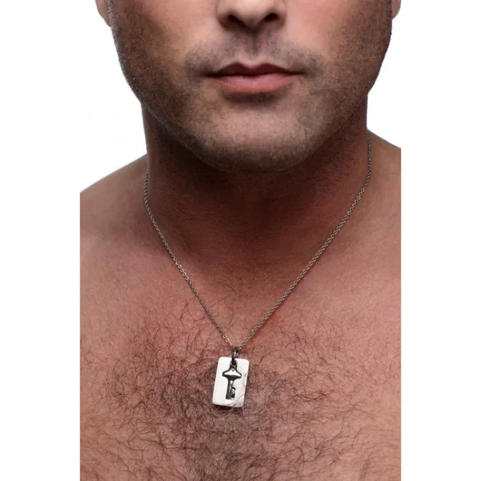 XR Brands Master Series Cuffed Locking Bracelet and Key Necklace Vibrators